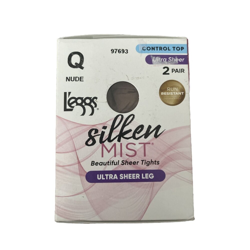 L'eggs Silken Mist Ultra Sheer Leg Control Top Nude Pantyhose Size Q Nude2-Pack